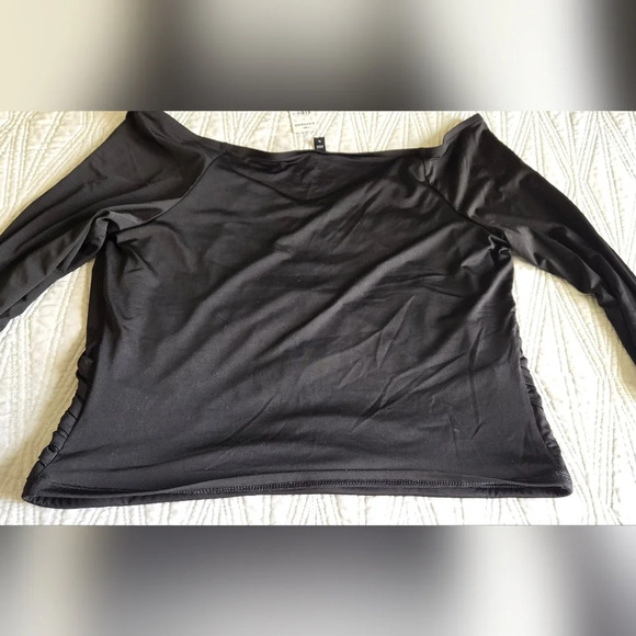 Express Body Contour Compression Silky Long Sleeve Wrap Top - Picture 10 of 11